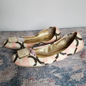 Juicy couture cream/pink/brown size 7M flats